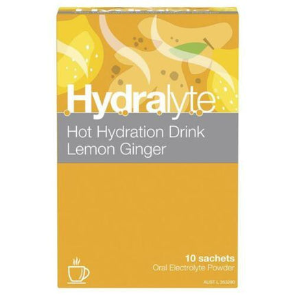 Hydralyte Hot Hydration Drink Lemon Ginger Sachets 10 Pack - OhYouLuckyDuck.com.au
