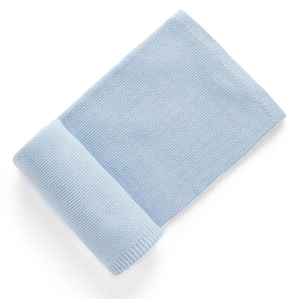 Purebaby Organic Cotton Knitted Essentials Blanket Blue 100CM x 100CM