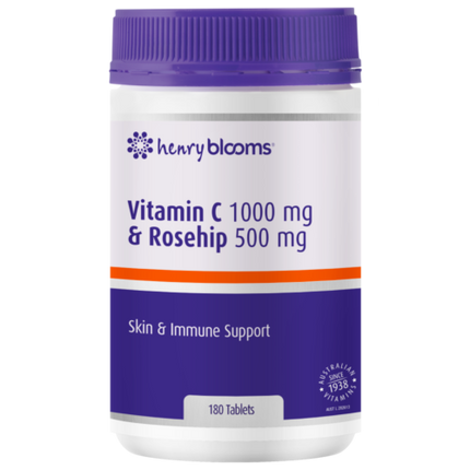 Henry Blooms Vitamin C 1000 and Rosehip 500 180 tab - OhYouLuckyDuck.com.au