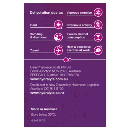 Hydralyte Electrolyte Powder Apple Blackcurrant 24 X 4.9g Sachets - OhYouLuckyDuck.com.au