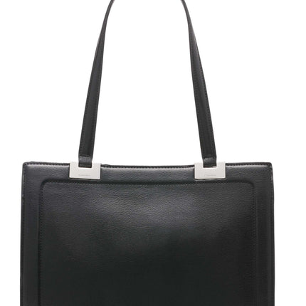 Calvin Klein Palm Triple Compartment Organizational Tote Multi Logo One Size Black