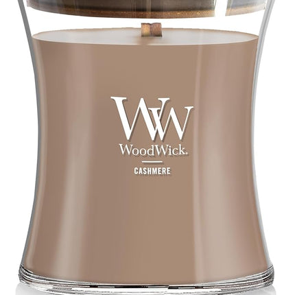WoodWick Cashmere Scented Jar Candle with Crackling Wooden Wick Medium 275G