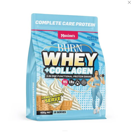 Maxine'S Burn Whey + Collagen 400G Vanilla Soft Serve