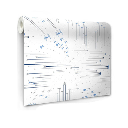 RoomMates Star Wars Galactic Battles Peel and Stick Wallpaper White and Blue