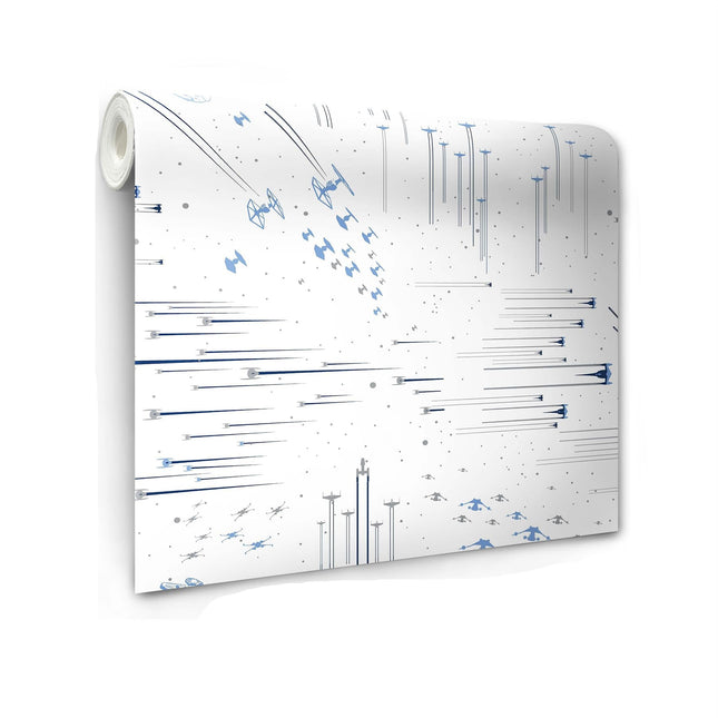 RoomMates Star Wars Galactic Battles Peel and Stick Wallpaper White and Blue