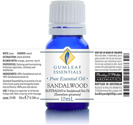 Gumleaf Sandalwood 3 Percent in Jojoba Essential Oil Blend for Meditation and Aromatherapy 10ml
