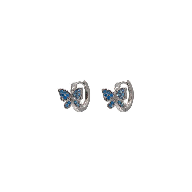 Adnohr Sensation Kids Butterfly Huggie Earrings Rhodium Plated