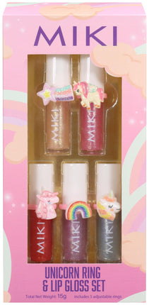 Miki Unicorn Lip Gloss with Ring Set