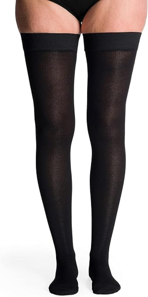 Sigvaris Essential Cotton Womens Compression Stockings Class 2 Closed Toe Black Extra Large Short