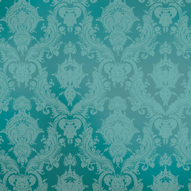 Tempaper Teal Damsel Removable Peel and Stick Damask Wallpaper 20.5 in X 16.5
