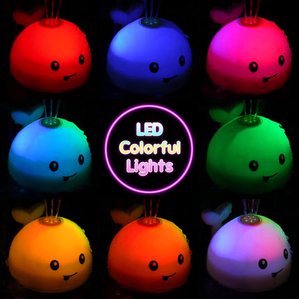 Whale Automatic Water Spray Baby Bath Toys with LED Lights USB Rechargeable