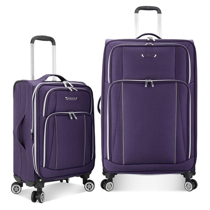 Traveler's Choice Lares Softside Expandable Luggage with Spinner Wheels Purple 2 Piece Luggage Set