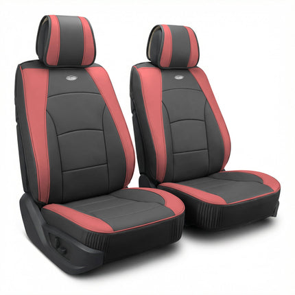 FH Group Front Set Faux Leather Car Seat Cover Cushions for Low Back Seat Universal Fit Airbag Compatible Seat Cover for SUV Sedan Van Burgundy