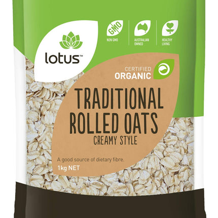 Lotus Oats Rolled Traditional Creamy Style Organic 1KG