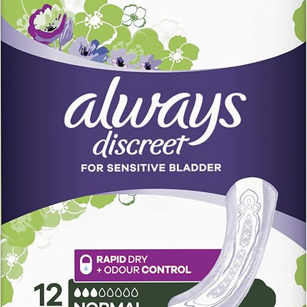 Always Discreet Incontinence Pads, Normal, 12 Pack