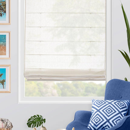 Chicology Roman Shades for Windows Pacific White Semi-Sheer or Light Filtering 34 W x 64 H inches