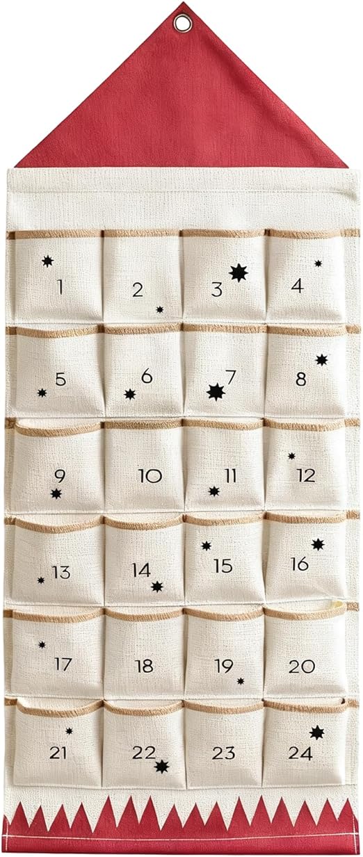 Vookkp DIY Fabric Christmas Advent Calendar with 24 Reusable Pockets 120 x 50CM