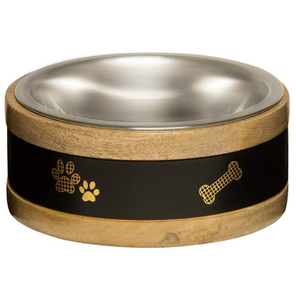 Loving Pets Wooden Ring Dog Bowl with Stainless Steel Insert 450ML