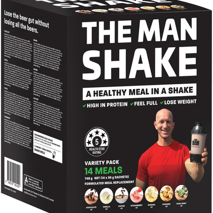The Man Shake Variety Pack Meal Replacement Shakes 14 Sachets