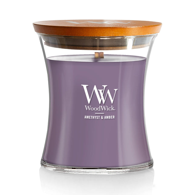 WoodWick Amethyst & Amber Medium Hourglass Jar Candle 275G