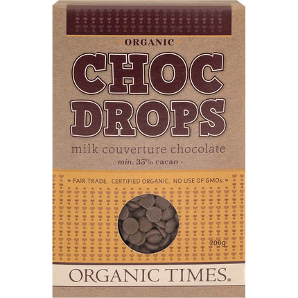 Organic Times Milk Couverture Chocolate Drops for Baking 200G