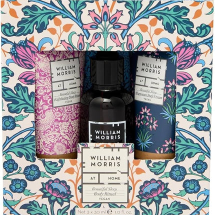 William Morris At Home Beautiful Sleep Ritual Refining Body Wash Oil and Cream Set 3 x 30ml