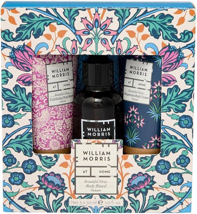 William Morris At Home Beautiful Sleep Ritual Refining Body Wash Oil and Cream Set 3 x 30ml