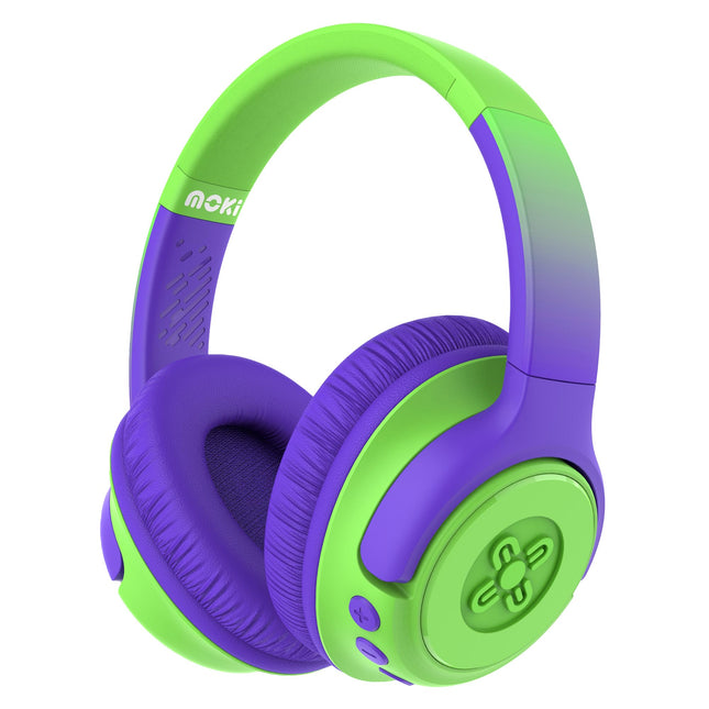 Moki Mixi Kids Volume Limited Wireless Headphones Green/Purple