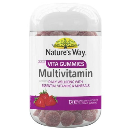 Nature's Way Adult Vita Gummies Multivitamin 120 Strawberry Flavoured Pastilles - OhYouLuckyDuck.com.au