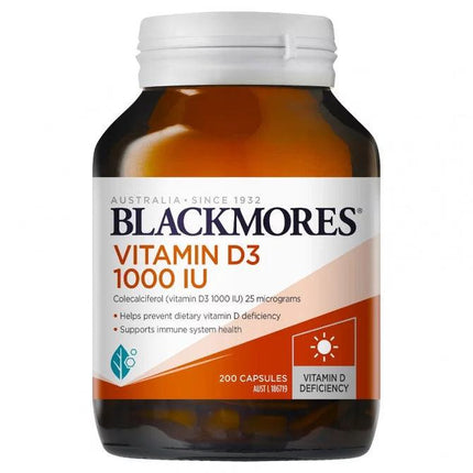 Blackmores Vitamin D3 1000IU 200 Capsules - OhYouLuckyDuck.com.au