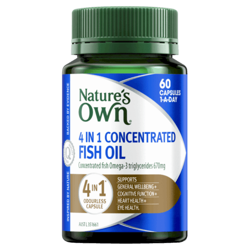 Natures Own 4 In 1 Concentrated Fish Oil Odourless 60 Capsules - OhYouLuckyDuck.com.au