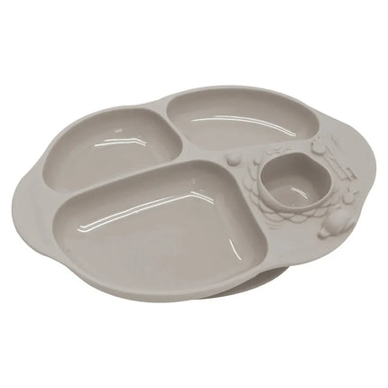 Marcus & Marcus Yummy Dips Suction Divided Plate for Toddlers and Babies Grey