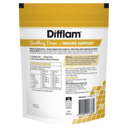 Difflam Soothing Drops + Immune Support Honey & Lemon 20 Drops - OhYouLuckyDuck.com.au