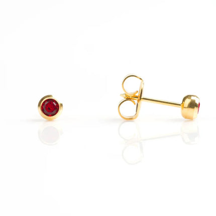 Adnohr Sys75 24ct Gold Plated Ear Piercing Stud With 4mm Ruby Bezel