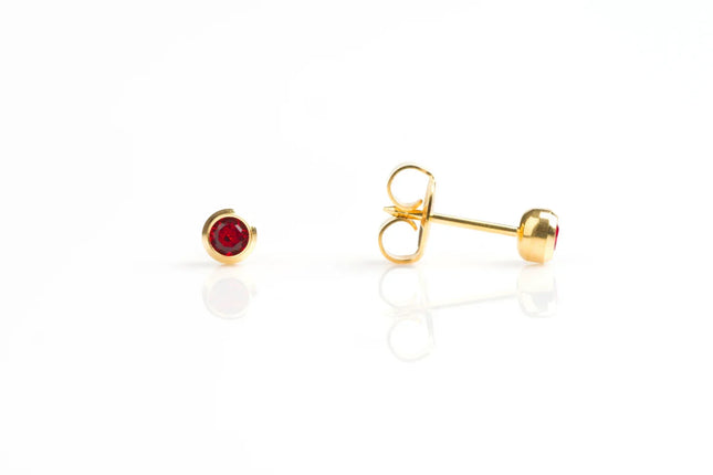 Adnohr Sys75 24ct Gold Plated Ear Piercing Stud With 4mm Ruby Bezel