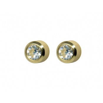Studex System 75 24K Gold Plated Bezel Crystal Ear Piercing Studs 4MM