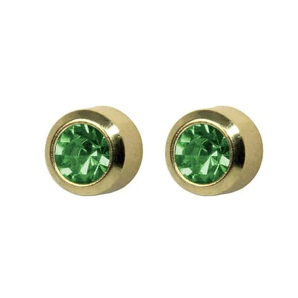Studex System 75 24K Gold Plated Peridot Bezel Ear Piercing Studs 4mm