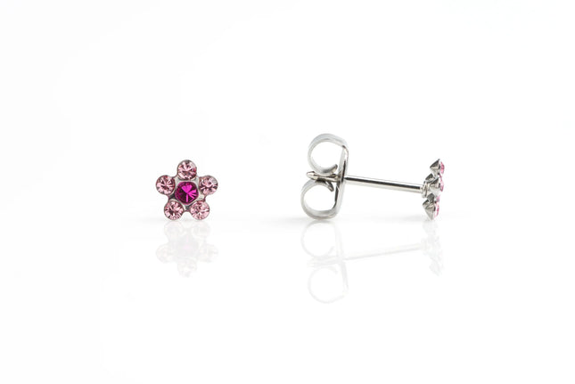 Adnohr Daisy Stud Earrings Pink And Fuchsia Surgical Steel
