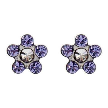 Studex System75 Daisy Tanzanite Surgical Steel Stud Earrings