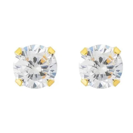 Adnohr System 75 24K Gold Plated Ear Piercing Studs with Cubic Zirconia 4MM