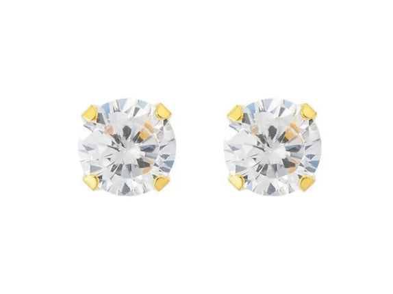 Adnohr System 75 24K Gold Plated Ear Piercing Studs with Cubic Zirconia 4MM