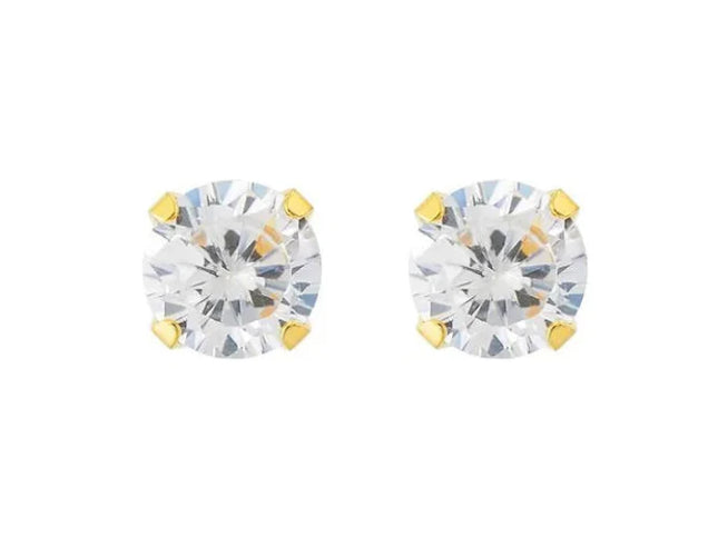 Adnohr System 75 24K Gold Plated Ear Piercing Studs with Cubic Zirconia 4MM