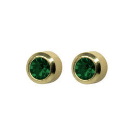 Studex System 75 Bezel Gold Plated  Emerald Stud 3MM
