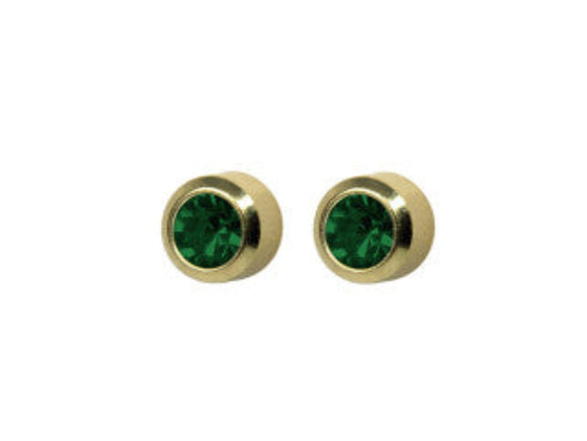 Studex System 75 Bezel Gold Plated  Emerald Stud 3MM