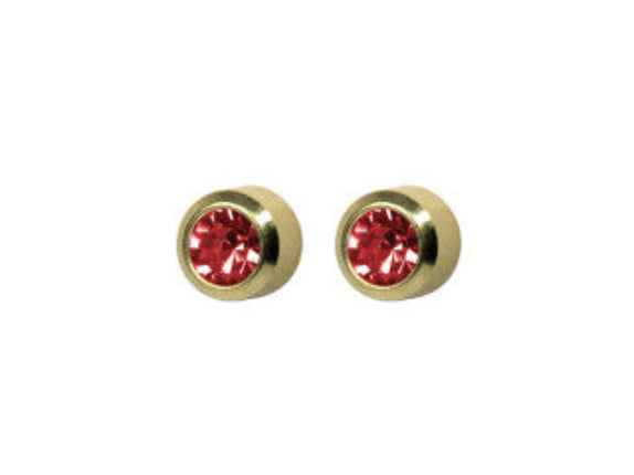 Studex System 75 Bezel Gold Plated Ruby Stud 3MM