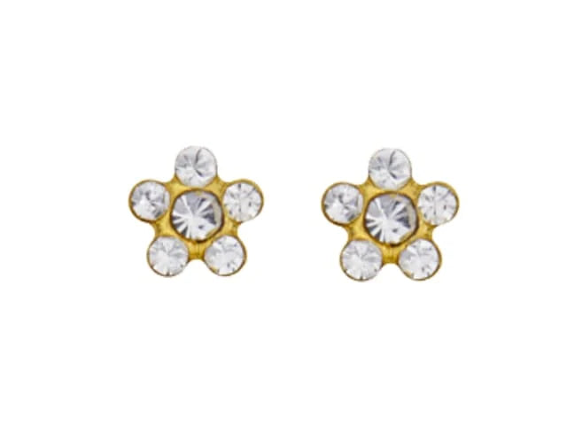 Studex System 75 24 Carat Gold Plated Daisy Crystal Rose Stud Earrings