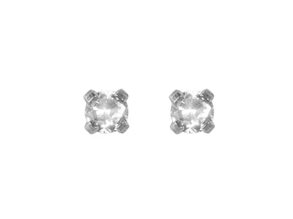 Adnohr 75 Stainless Steel Ear Piercing Studs with Cubic Zirconia  2MM