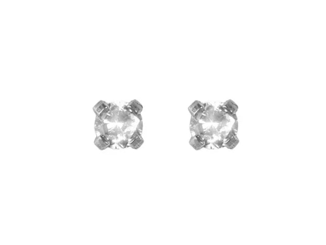 Adnohr 75 Stainless Steel Ear Piercing Studs with Cubic Zirconia  2MM