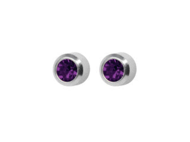 Studex System 75 SYS75 Bezel Amethyst Stud S/S/S 3MM