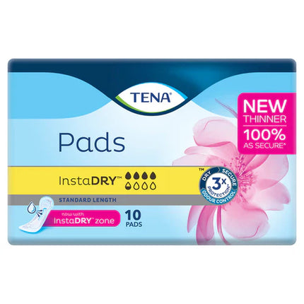 Tena Pads InstaDry Standard 10 Pack - OhYouLuckyDuck.com.au